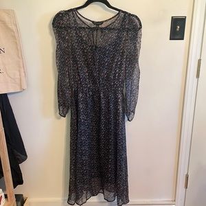 Sheer Long Sleeved Banana Republic Midi Dress